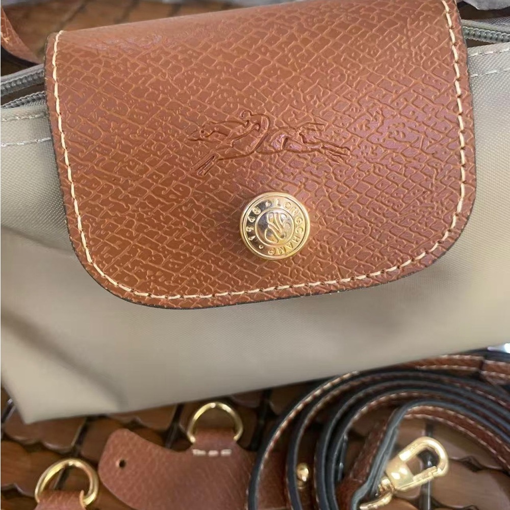 Longchamp Taupe and Brown Small Nylon Crossbody Bag - Picture 4 of 6